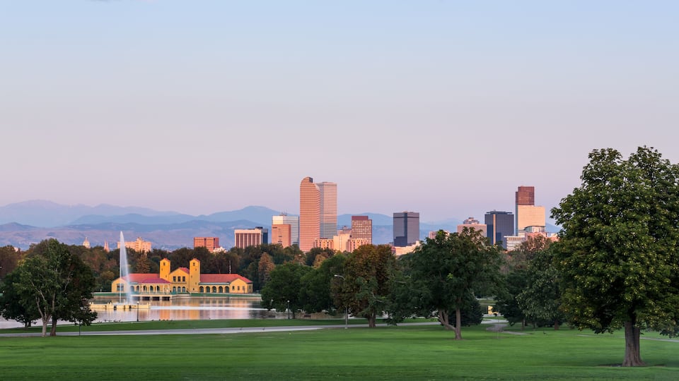 Skyline of Denver at dawn