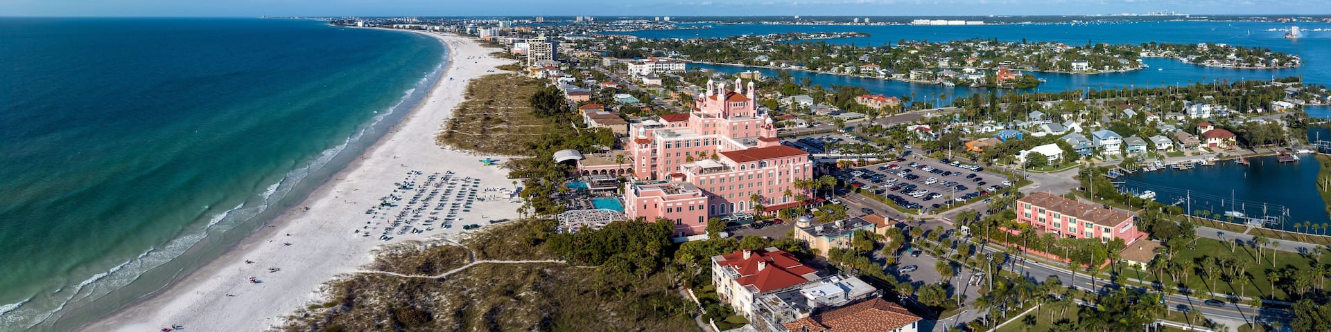 Aerial panoramic view of St. Pete Beach, Florida. USA January 4th 2023