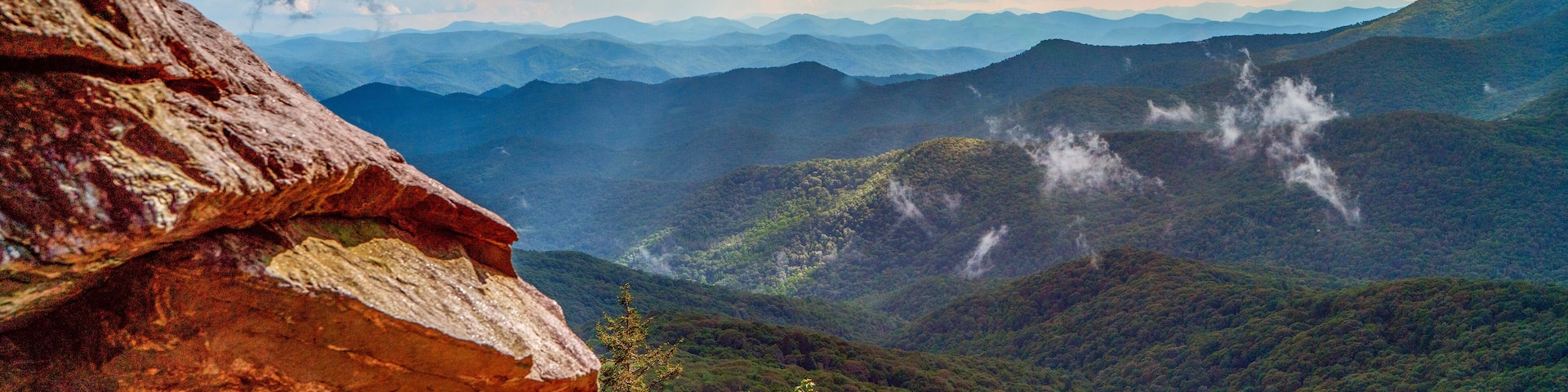 The Appalachian mountains on the North Carolina and Tennessee border shows the smokiness that gives them the name Smoky.