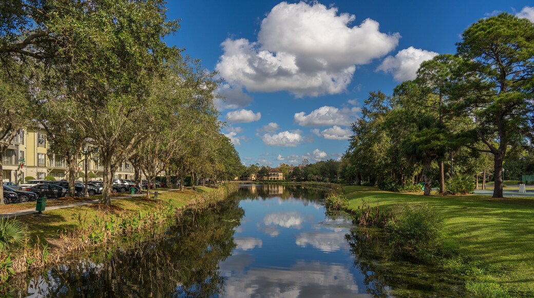 Beautiful view of the lake in the town of Celebration, Florida