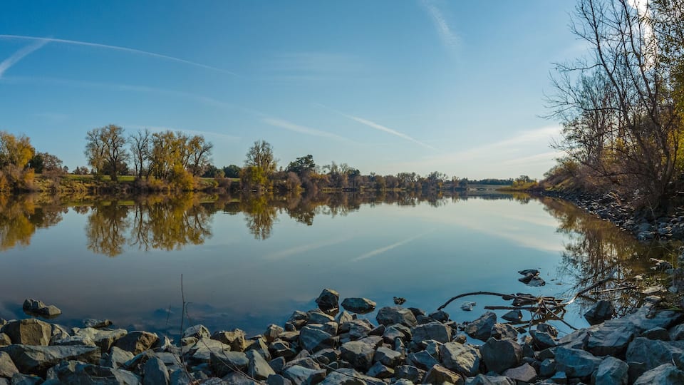 Panoramic view of shore of delta of california
