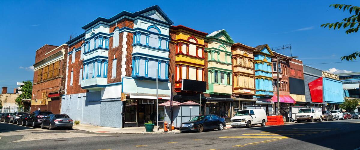 Architecture of West Philadelphia in Pennsylvania, United States