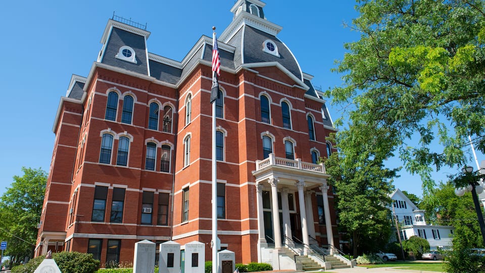 Peabody City Hall at 24 Lowell Street in downtown Peabody, Massachusetts MA, USA.