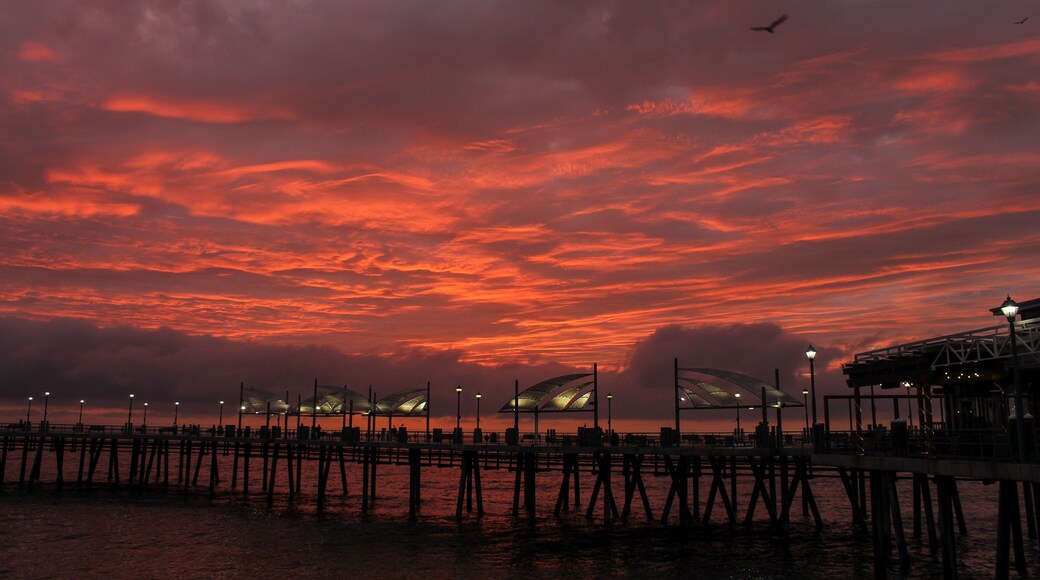 Beautiful Red Sunset at the Redondo Beach Pier, Los Angeles County, California