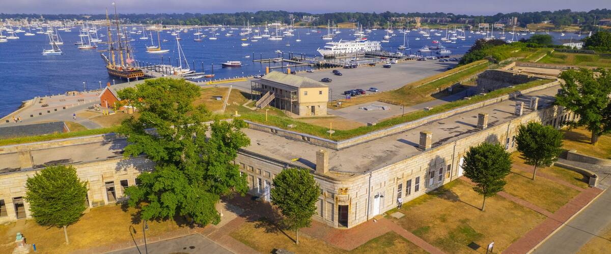 Aerial view of Fort Adams State Park, Newport, RI
