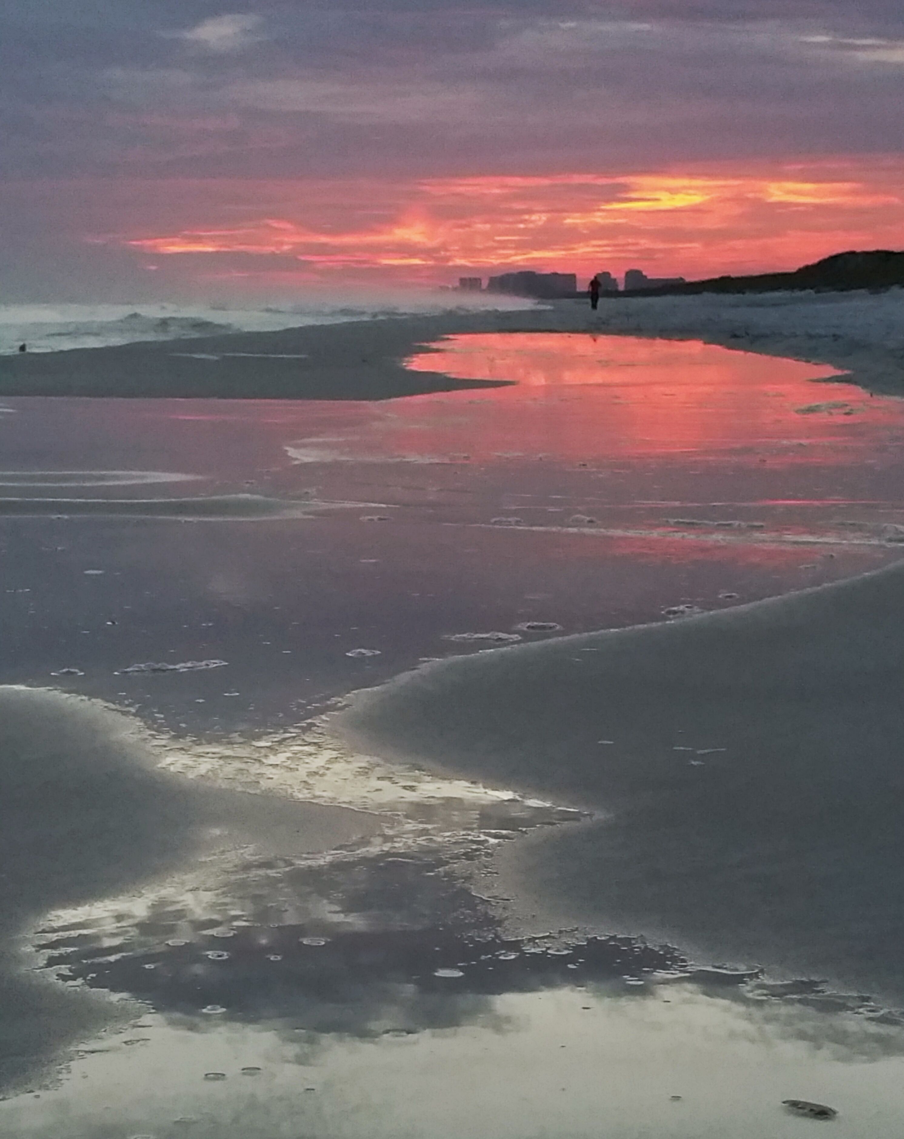 After the Storm. Sunset reflects in tide pool