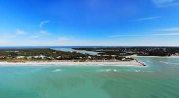Aerial view of the road bridge between Captiva Island and Sanibel Island in Lee County, Florida, United States