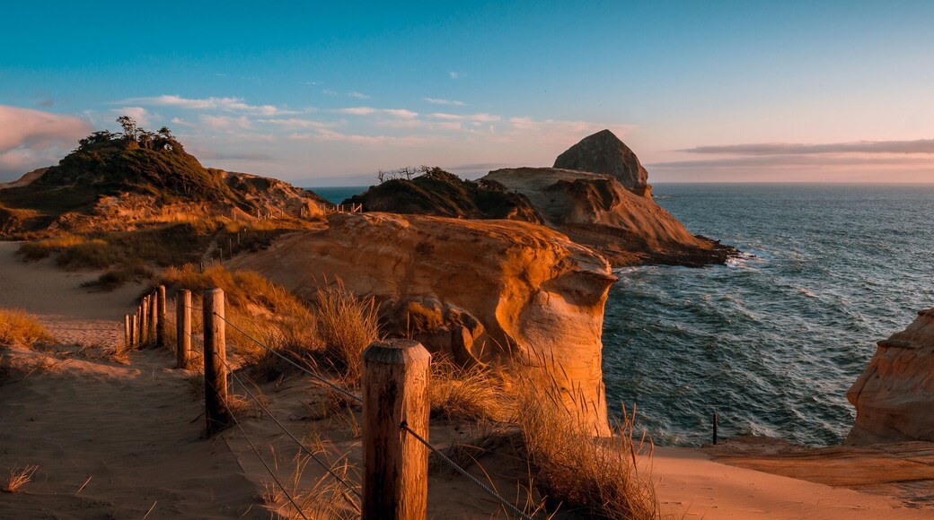 Beautiful sunset panorama of Cape Kiwanda on Oregon Coast