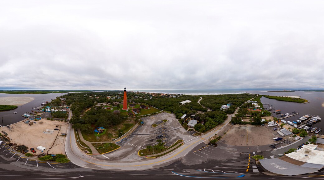 Aerial 360 equirectangular panorama Ponce De Leon Inlet Lighthouse Florida