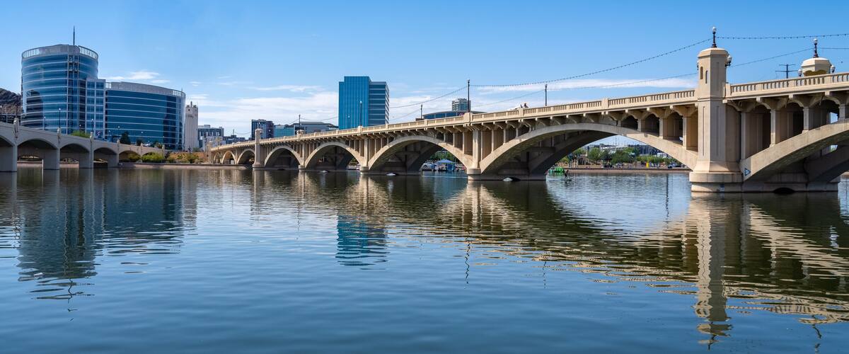 Tempe Town Lake Bridges in Tempe Arizona, America, USA.