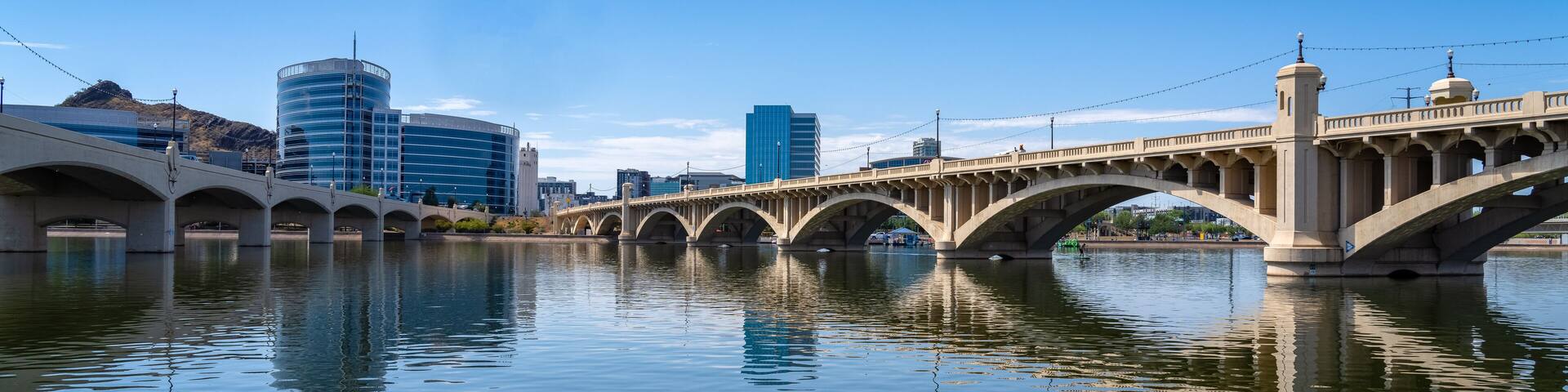 Tempe Town Lake Bridges in Tempe Arizona, America, USA.