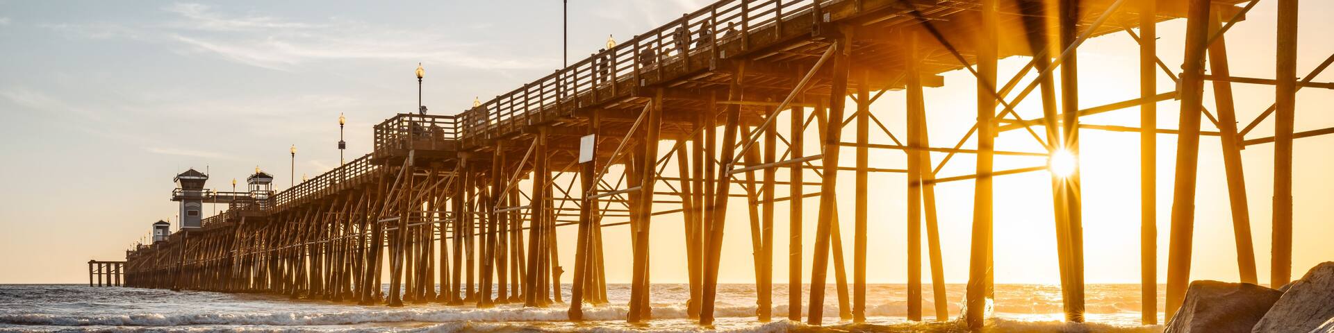 the famous oceanside pier during sunset, california