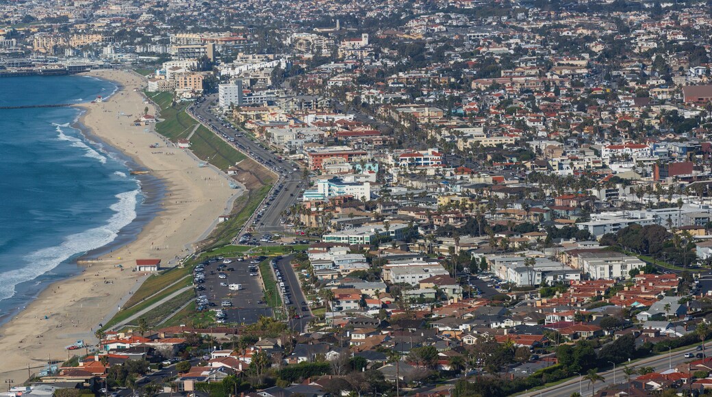 Redondo Beach and Torrance Beach in Los Angeles County, Southern California, aerial view looking north.