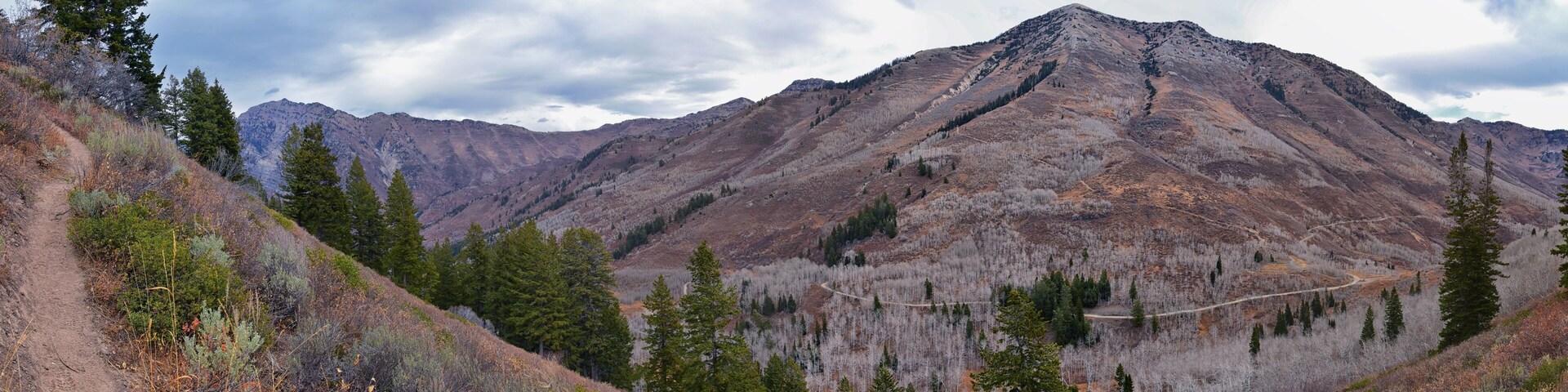 Provo Peak mountain views looking up to the top from Rock Canyon by Slide Canyon, Slate Canyon, Wasatch Front Rocky Mountain Range, Utah. United States.