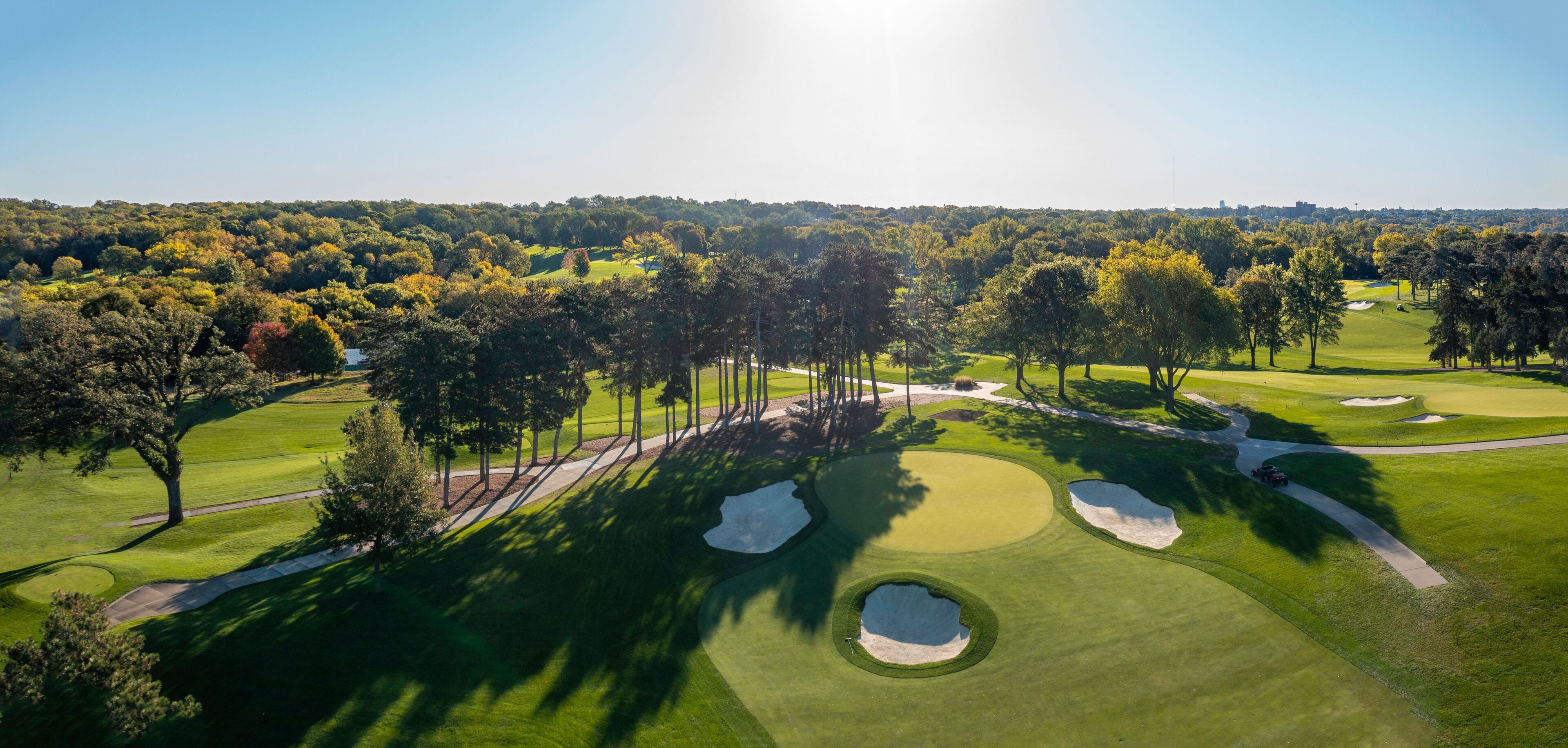 Aerial photos of a golf course in Omaha Nebraska.