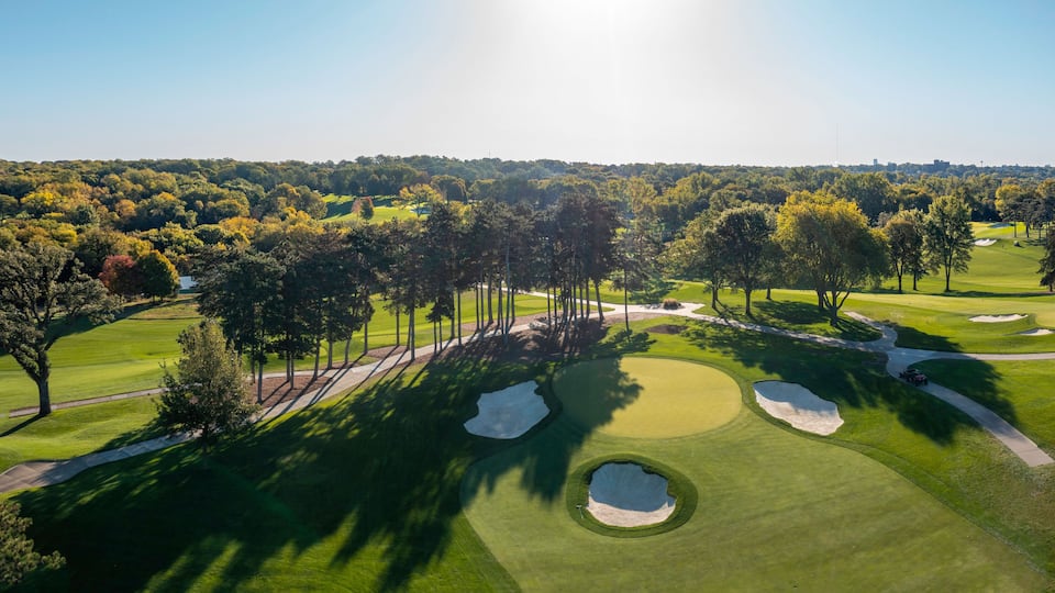 Aerial photos of a golf course in Omaha Nebraska.