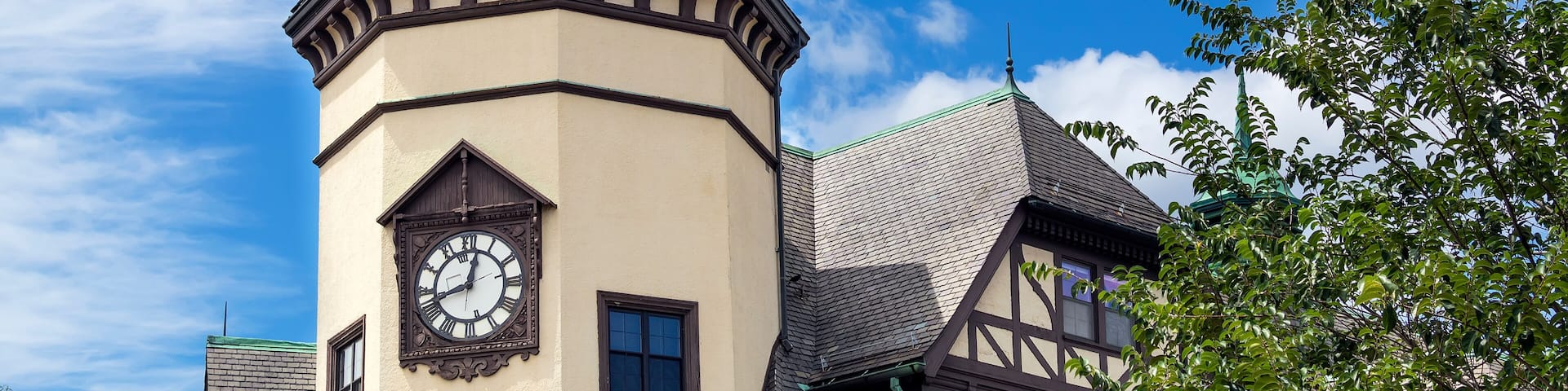 Renovated old clock tower building, Brookline, Massachusetts, USA