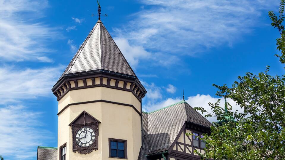 Renovated old clock tower building, Brookline, Massachusetts, USA