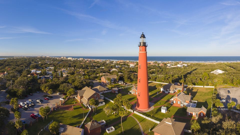 Ponce de Leon Inlet Lighthouse is a National Historic Landmark panorama in town of Ponce Inlet in Central Florida, USA.