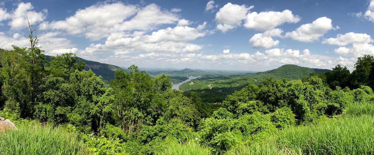 View at Lake Lure in North Carolina from Chimney rock mountain