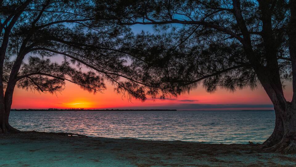 Sunset on the island of Sanibel.Florida.USA