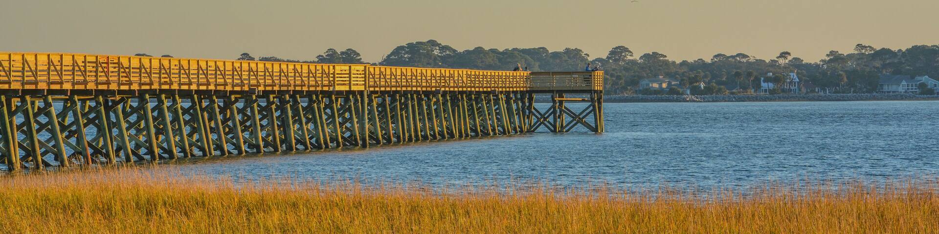 The Fishing Pier in Hunting Island State Park. On the Atlantic Ocean, Hunting Island, Beaufort County, South Carolina