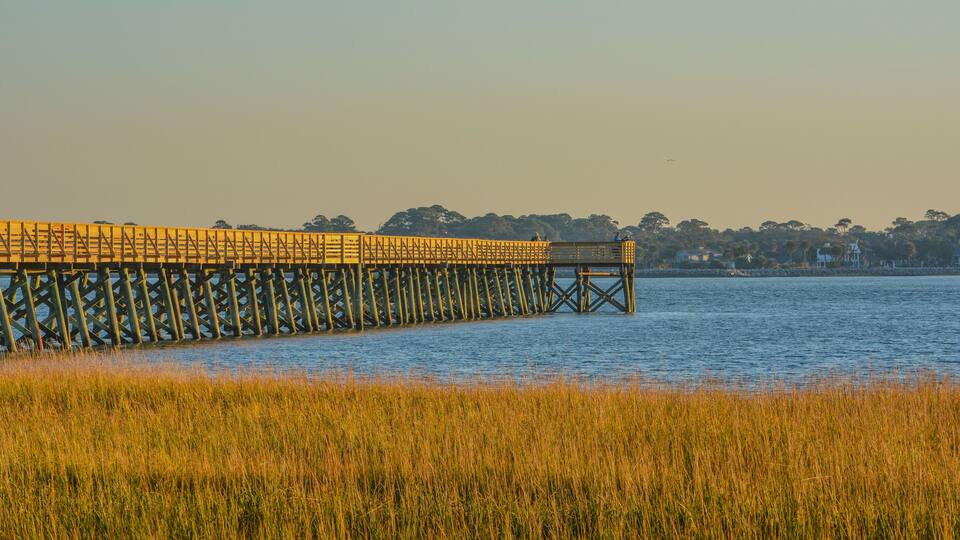 The Fishing Pier in Hunting Island State Park. On the Atlantic Ocean, Hunting Island, Beaufort County, South Carolina