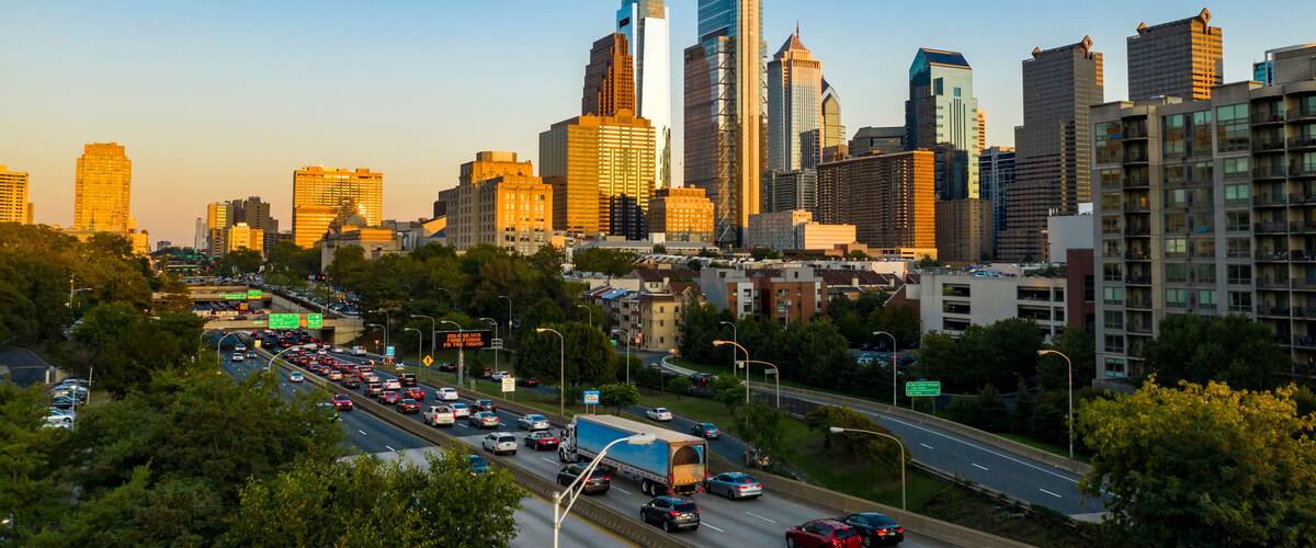 Night Falls Dusk Downtown Philadelphia Pennsylvania City Center Logan Square