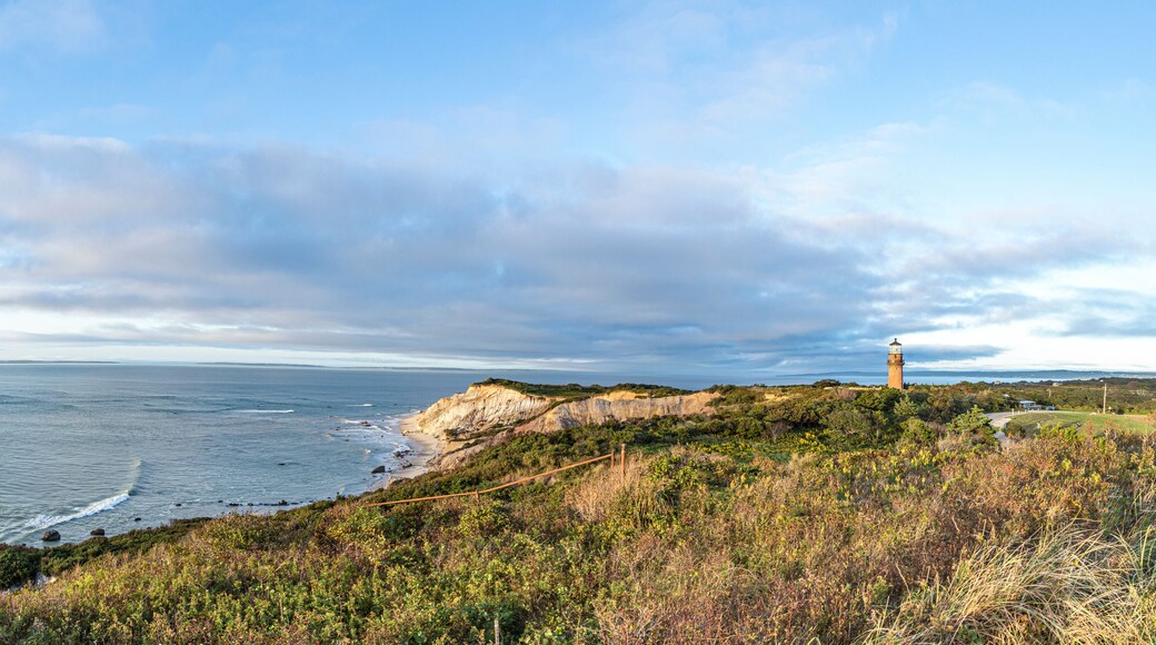 Gay Head Lighthouse and Gay Head cliffs of clay at the westernmost point of Martha's Vineyard in Aquinnah