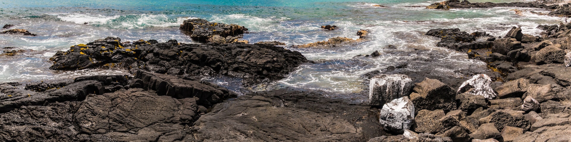 Rugged Lava Shoreline Along Alii Drive, Kailua-Kona, Hawaii, USA