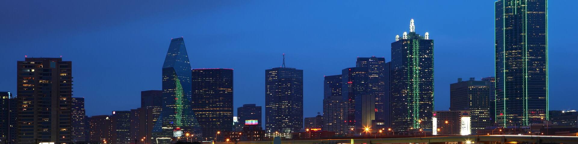 The skyline of Dallas at night