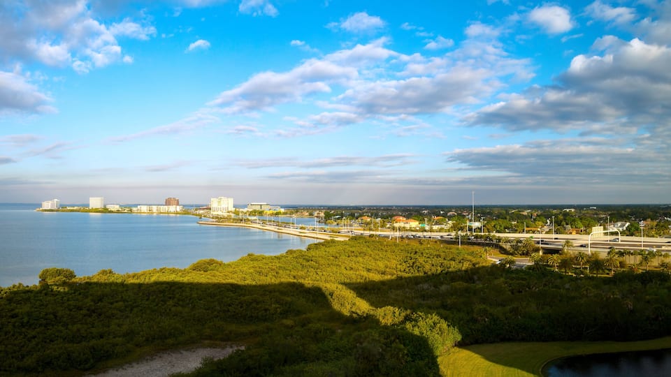 View over Old Tampa Bay to Clearwater, Florida, USA