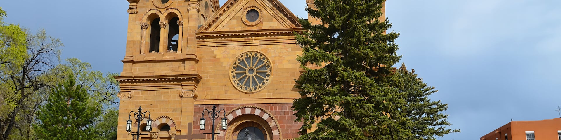 SANTA FE NM USA 04 22 2014: The Cathedral Basilica of Saint Francis of Assisi, commonly known as Saint Francis Cathedral, is a Roman Catholic cathedral in downtown Santa Fe, New Mexico.