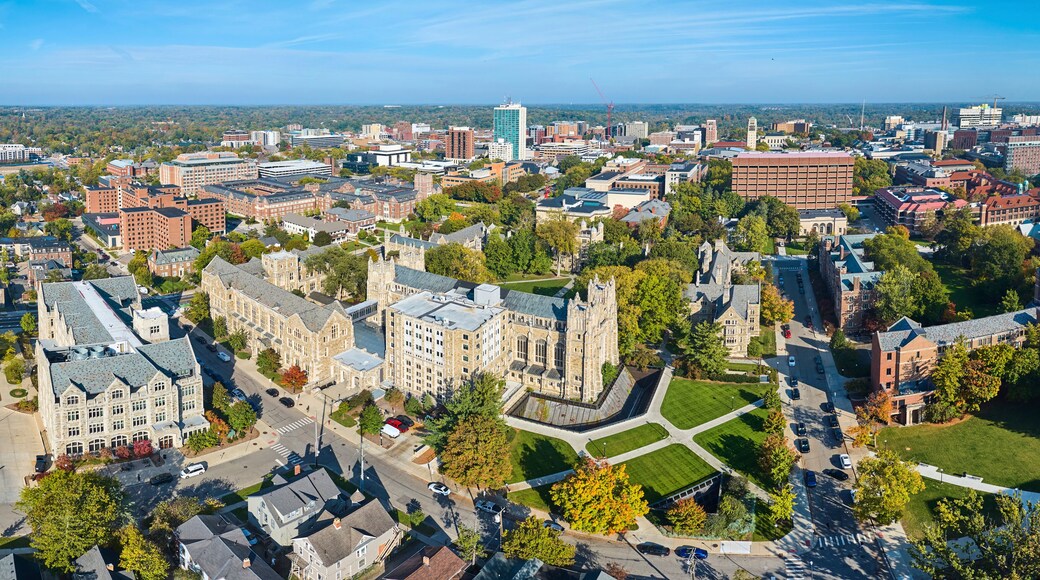 Aerial Panorama Autumn View of University of Michigan Campus