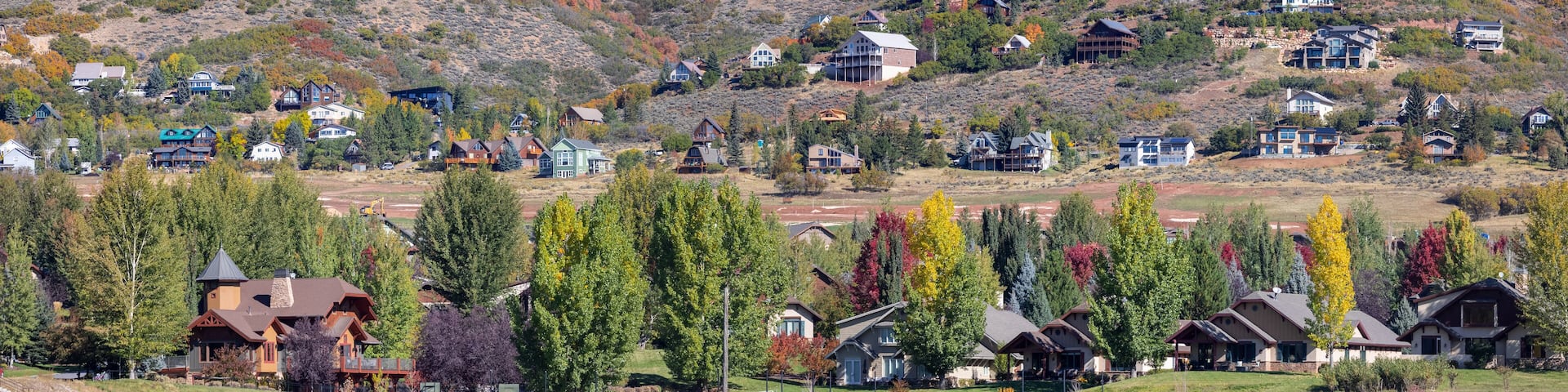 Panoramic view of scenic Heber valley landscape view from Pine Canyon road.