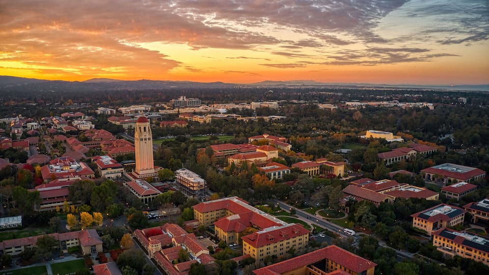 Aerial View of a University in Palo Alto, California.