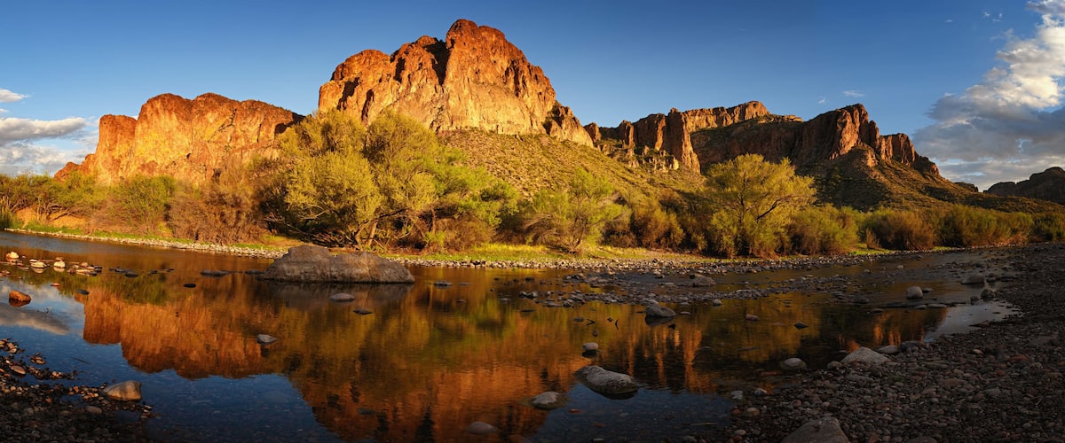 A panoramic view of bulldog rock , Lower salt river Arizona