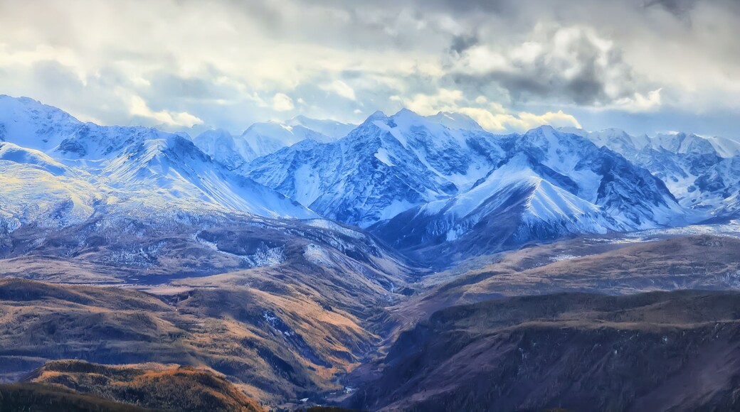 mountains snow altai landscape, background snow peak view