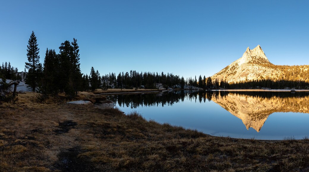 Cathedral Peak & Upper Cathedral Lake at Golden Hour