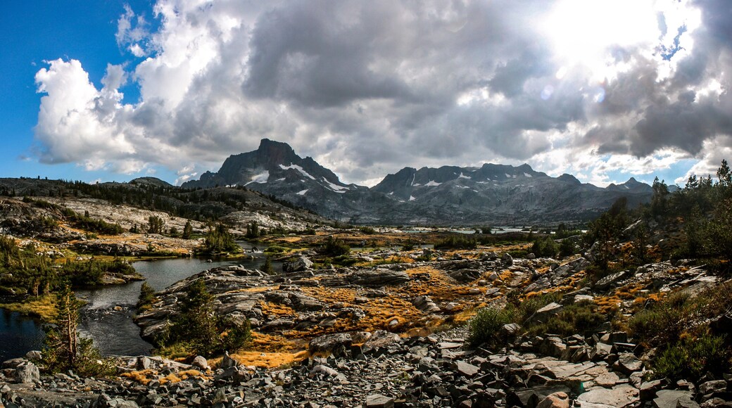 Thousand Islands Lake on Pacific Crest Trail in Summer Crossing Donohue Pass Between Ansel Adams Wilderness and Yosemite National Park in California