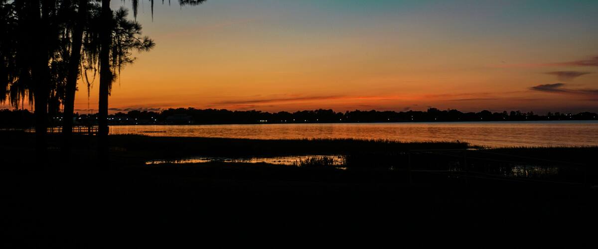 sunset over the lake