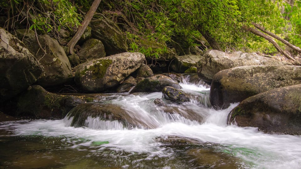 Waterfall Panorama. Great Smoky Mountain National Park waterfall in panoramic orientation.
