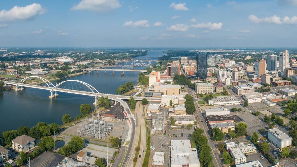 Aerial Downtown Little rock Arkansas USA