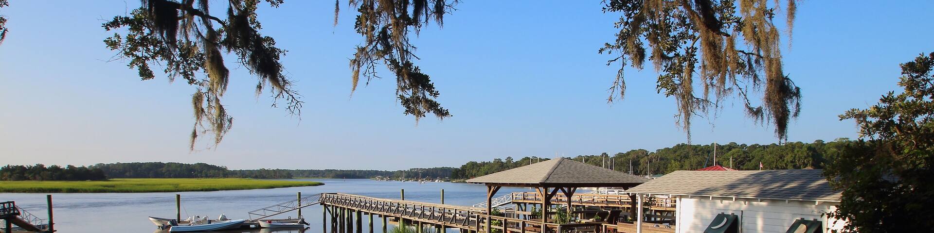 Sunrise on the Bluff, Savannah Georgia Marsh and Docks