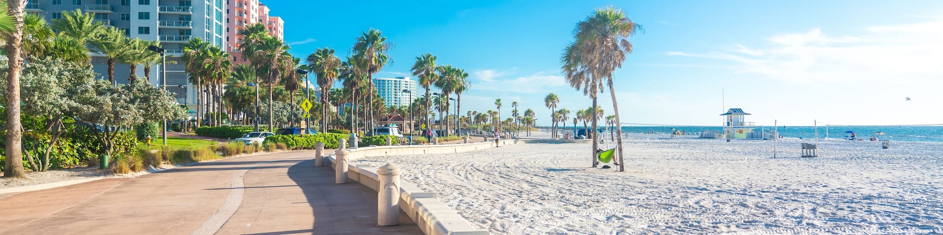Clearwater beach with beautiful white sand in Florida USA