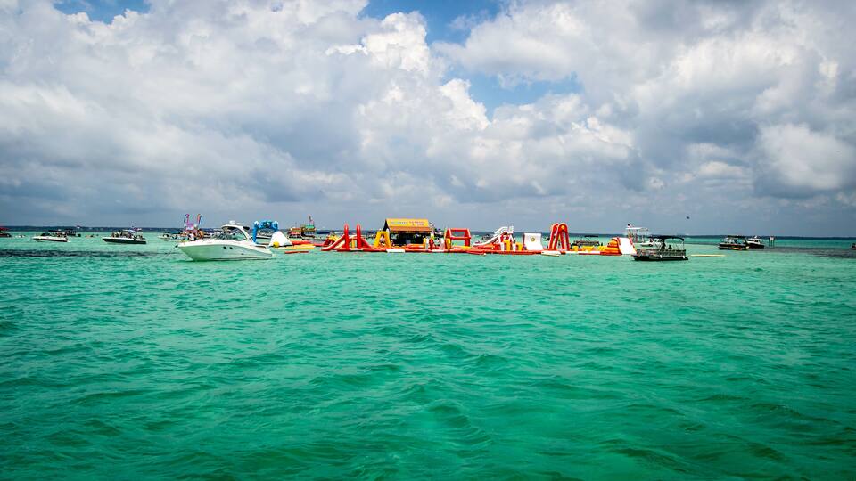 Fun activities on sand bar