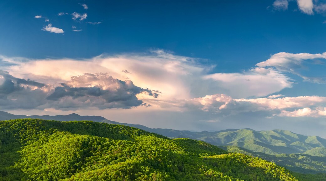 Stunning panoramic view of the north mountains from Black Mountain, NC, USA.