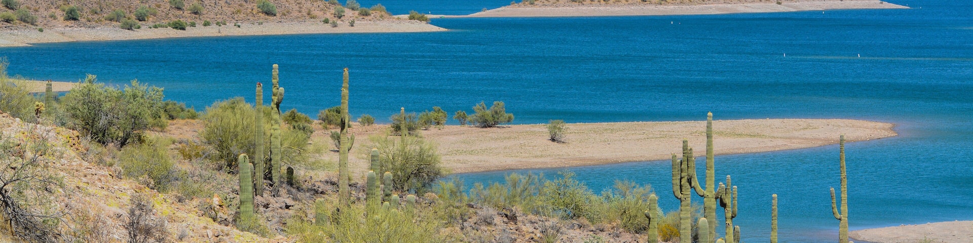 View of Lake Pleasant in Lake Pleasant Regional Park, Sonoran Desert, Arizona USA