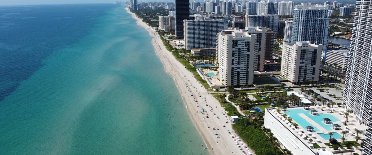 South Hallandale Beach, South Florida Aerial Beach View