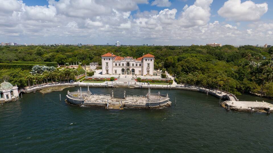 Aerial image of Vizcaya Museum and Gardens Miami Florida